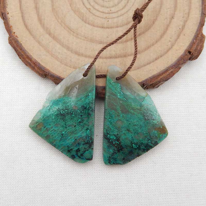 Natural Chrysocolla Earring Beads 29x24x3mm, 6.4g