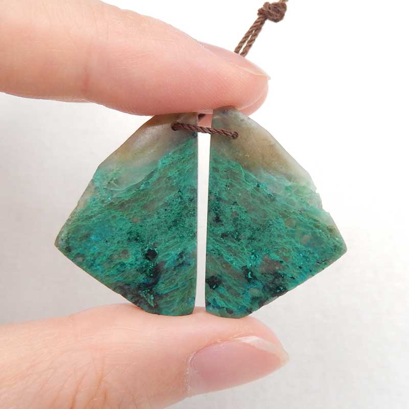 Natural Chrysocolla Earring Beads 29x24x3mm, 6.4g