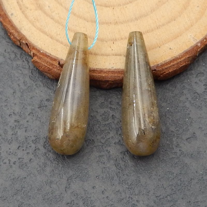 Natural Labradorite Earring Beads 30x9mm, 6.9g