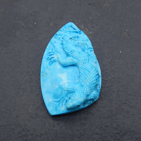 Carved Howlite Lizard Gemstone, Animal Figurine Carvings, 59x33x12mm, 33.2g