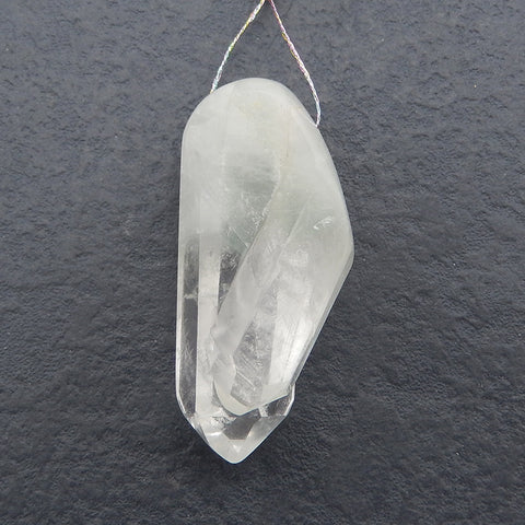 Natural Drusy White Quartz Stone Pendant Bead, Side Drilled Gemstone Pendant,Healing Stone For Jewelry Design, 49x22x16mm, 22.9g