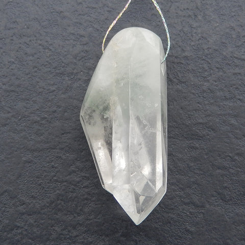 Natural Drusy White Quartz Stone Pendant Bead, Side Drilled Gemstone Pendant,Healing Stone For Jewelry Design, 49x22x16mm, 22.9g