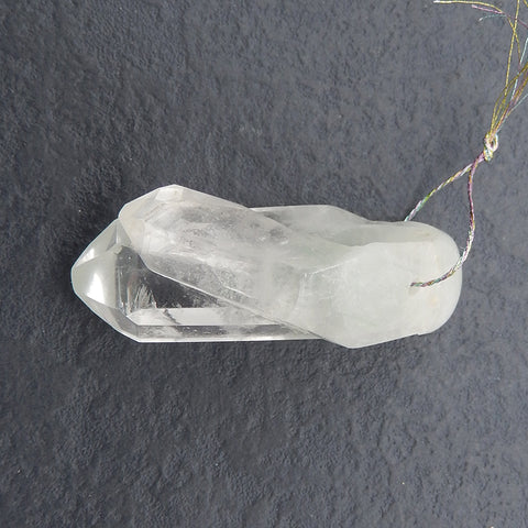 Natural Drusy White Quartz Stone Pendant Bead, Side Drilled Gemstone Pendant,Healing Stone For Jewelry Design, 49x22x16mm, 22.9g
