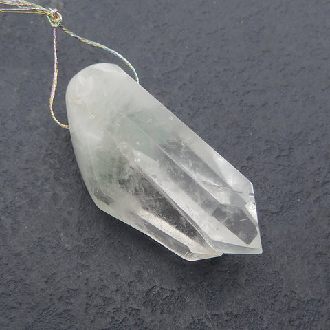 Natural Drusy White Quartz Stone Pendant Bead, Side Drilled Gemstone Pendant,Healing Stone For Jewelry Design, 49x22x16mm, 22.9g
