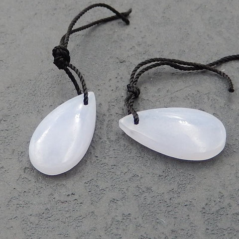 Paire de Boucles d'Oreilles Agate Dentelle Bleue Naturelle, 20x10x4mm, 2.5g