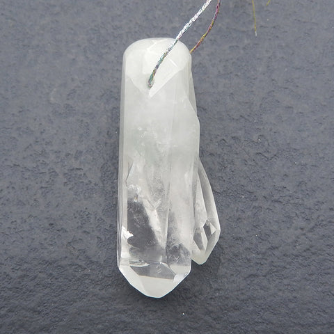 Natural Drusy White Quartz Stone Pendant Bead, Side Drilled Gemstone Pendant,Healing Stone For Jewelry Design, 49x22x16mm, 22.9g