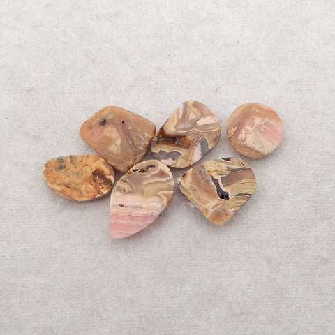 6 PCS Natural Argentina Rhodochrosite Cabochons,19x12x4mm, 12x4mm, 8.9g