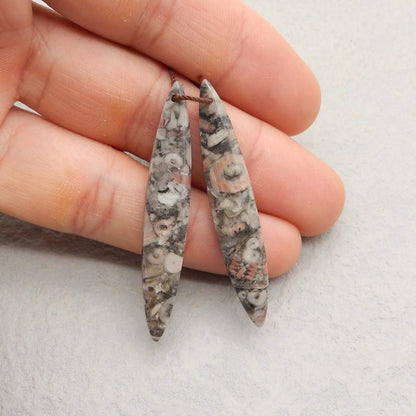 Natural Crinoid Fossil Earring Beads 51*9*4mm, 6.9g
