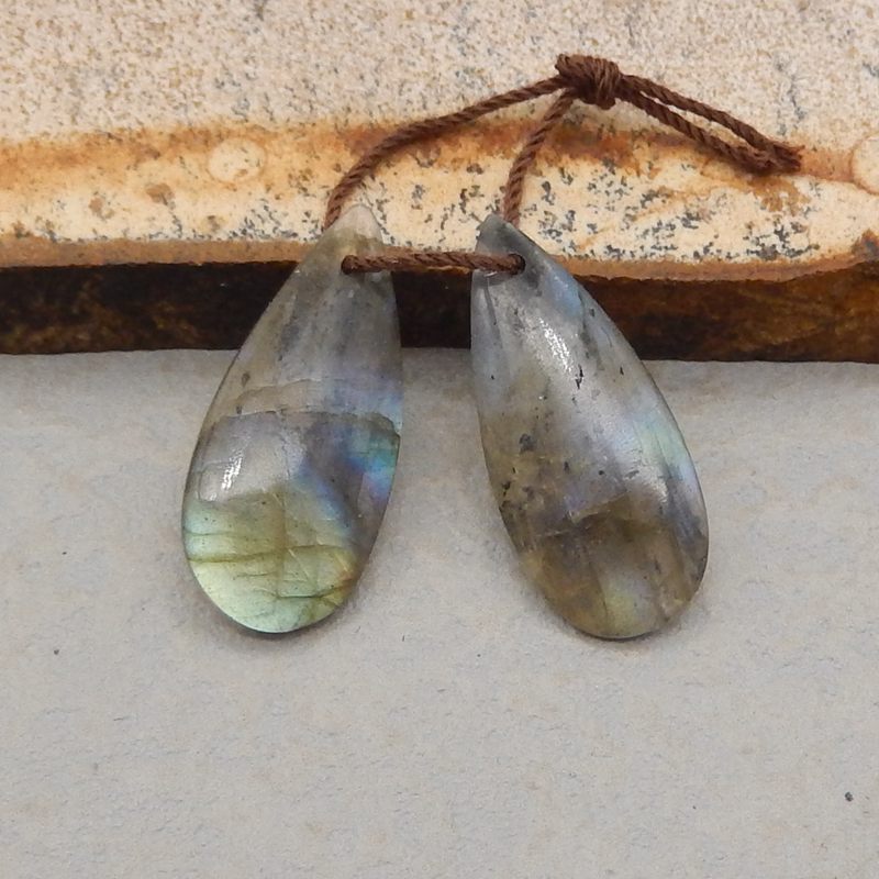 Natural Labradorite Earring Beads 23x11x4mm, 3.2g