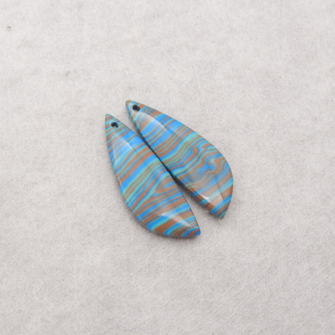 1 Pair Rainbow Jasper Teardrop Gemstone Earring Beads, Gemstone For Jewelry DIY Making, Gem Jewelry Gift, Drilled Gemstone Pair, 29×10×3mm, 2.8g