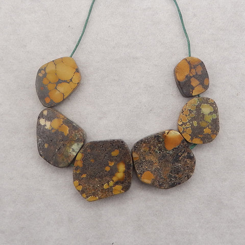 6 PCS Natural Turquoise Gemstone Pendant Beads,29x26x7mm,19x16x6mm,48.6g