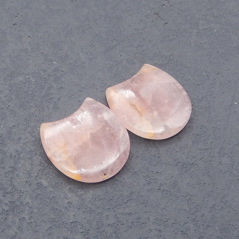 Natural Rose Quartz Earring Beads,Handmade Gemstone Earring pair,21x21x4mm,6.3g
