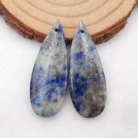 Paire de Boucles d'Oreilles en Lapis Lazuli Naturel 38x14x4mm ,8.10g