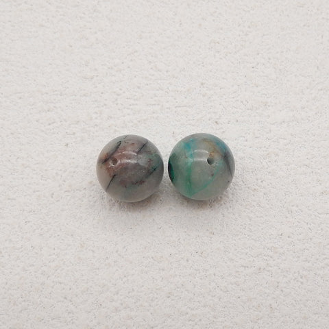 Natural Chrysocolla Gemstone Earring Beads, Top Half Drilled Gemstone Earrings,10mm, 3g