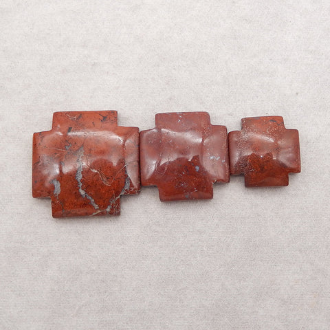 3 PCS Natural Breciated Red Jasper Cabochons,30x6mm,20x6mm, 20.5g