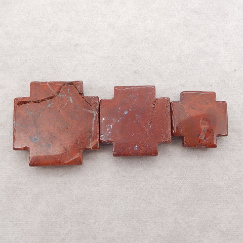 3 PCS Natural Breciated Red Jasper Cabochons,30x6mm,20x6mm, 20.5g