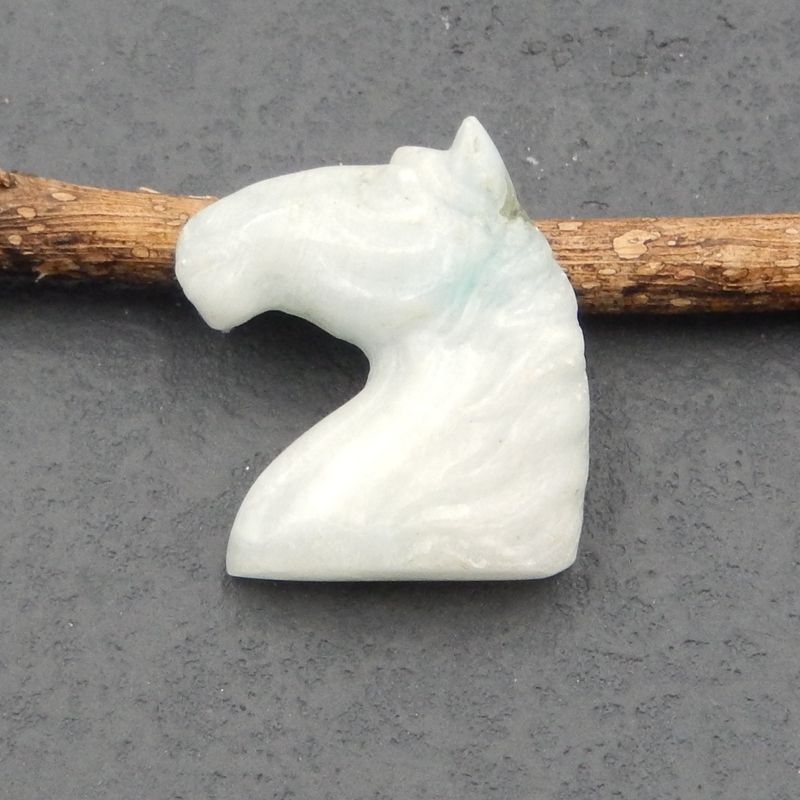 Natural Hemimorphite Carved horse head Cabochon 36x30x8mm, 12.8g