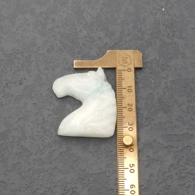 Natural Hemimorphite Carved horse head Cabochon 36x30x8mm, 12.8g