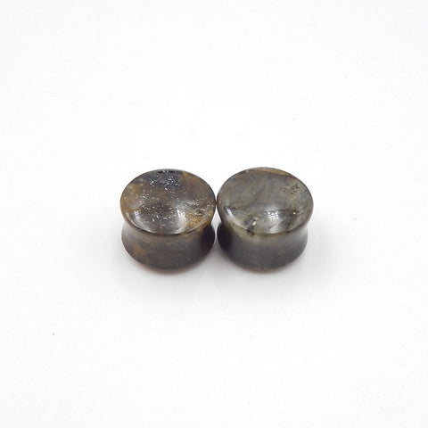 16mm Labradorite Ear Plugs With Hump Face And Back, 13mm Thickness, 1.5mm Flare