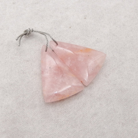 Natural Rose Quartz Earring Beads,Handmade Gemstone Earring pair,26x18x5mm,5.8g