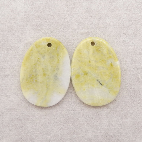Natural Serpentine Gemstone Earring Beads,Drill Gemstone Earring Pair,24x18x2mm, 4.3g