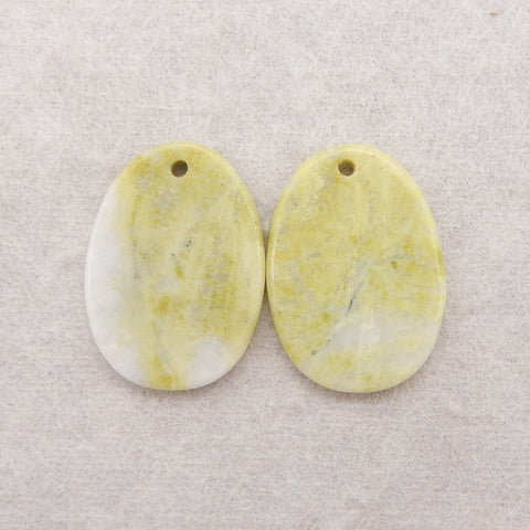 Natural Serpentine Gemstone Earring Beads,Drill Gemstone Earring Pair,24x18x2mm, 4.3g