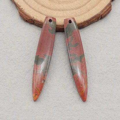 Natural Red Creek Jasper Earring Beads 50*8*4mm, 6.7g