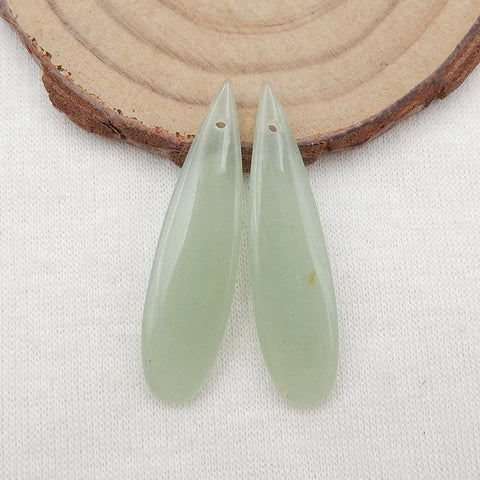 Paire de boucles d'oreilles en forme de goutte d'aventurine verte, pierre pour la fabrication de boucles d'oreilles, 40x9x4mm, 4.5g