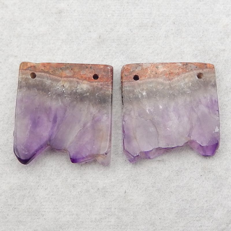 Natural Amethyst Earring Beads 22*20*3mm, 6.2g