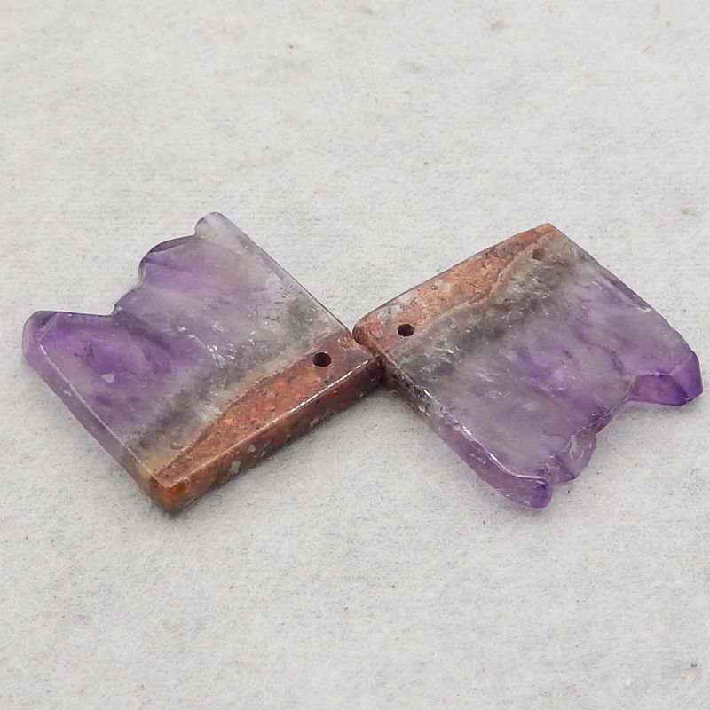Natural Amethyst Earring Beads 22*20*3mm, 6.2g