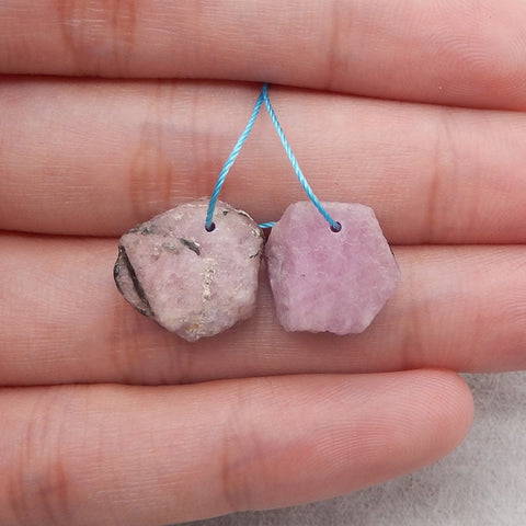 Nugget (Rough Sides) Natural Ruby Gemstone Earring Beads,Semi-Precious Gemstones For Jewelry Making,13x12x6mm,5.4g