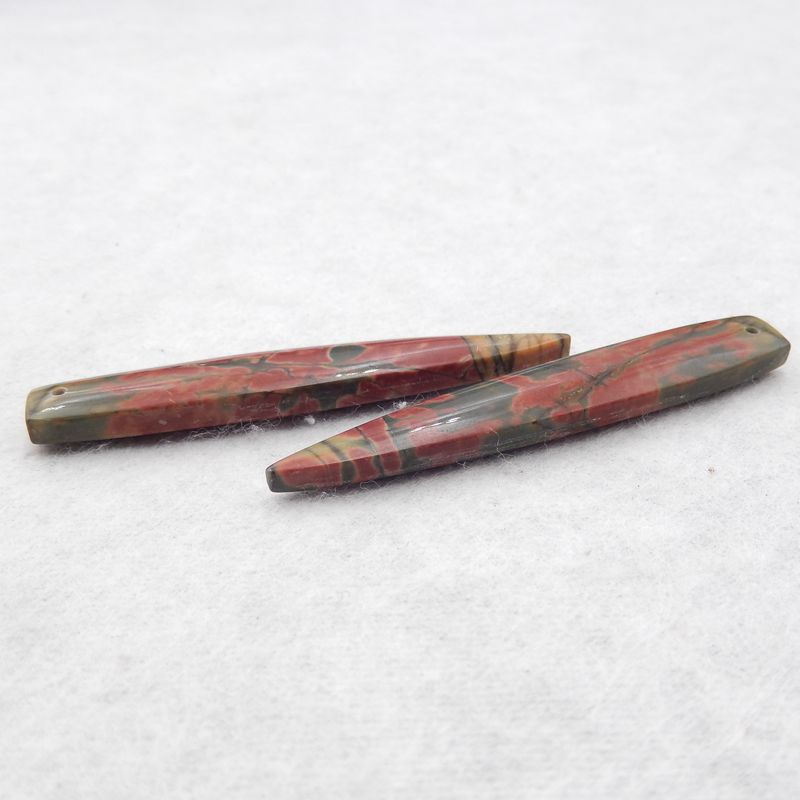 Natural Red Creek Jasper Earring Beads 50*8*4mm, 6.7g
