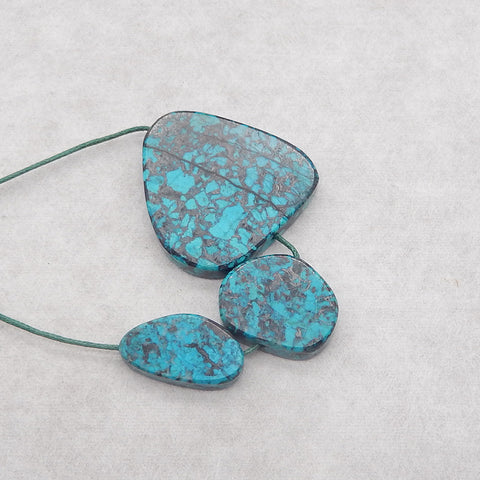3 PCS Natural Turquoise Gemstone Pendant Beads,36x35x6mm,24x13x6mm,22.5g