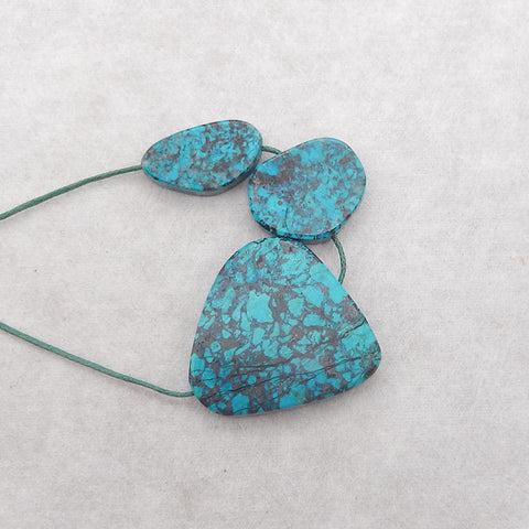 3 PCS Natural Turquoise Gemstone Pendant Beads,36x35x6mm,24x13x6mm,22.5g