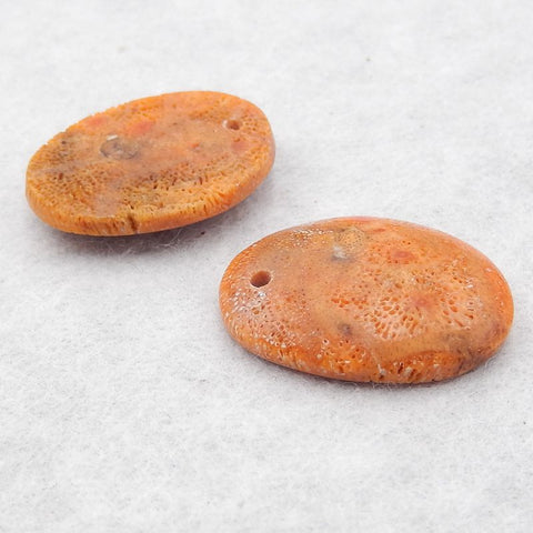 Natural Red Coral Earring Beads 22*17*4mm, 3.8g