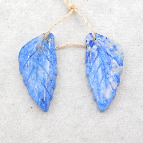 Natural Lapis Lazuli leaf Earring Beads 30x15x5mm, 7.3g