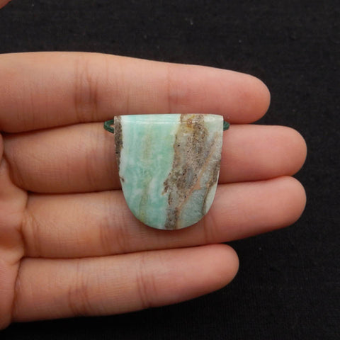 Natural Hemimorphite Side Drilled Gemstone Pendant Bead, 26x24x7mm, 8.4g