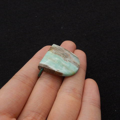 Natural Hemimorphite Side Drilled Gemstone Pendant Bead, 26x24x7mm, 8.4g