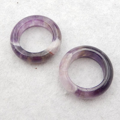 Natural Amethyst Carved circles Earring Beads 24*24*7, 8.5g