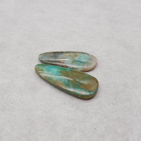 2PCS Natural Blue Opal Gemstone Cabochons, 36x17x4mm, 34x17x4mm, 6.3g