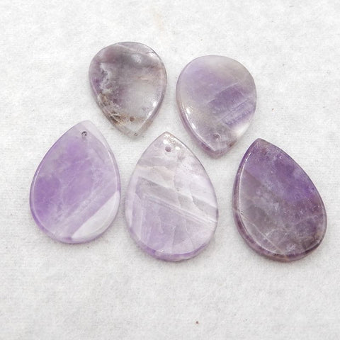 5 PCS Natural Amethyst Pendant Beads,30×20×3mm,18.4g