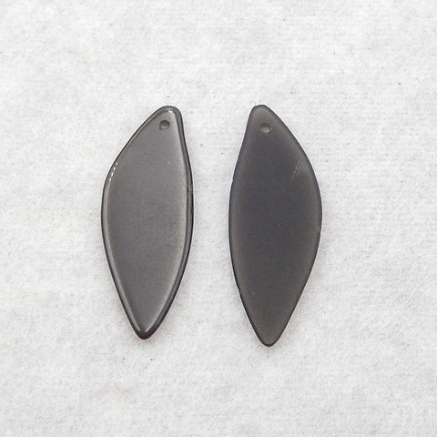 Natural Obsidian Carved leaf Earring Beads 27*10*2mm, 1.6g