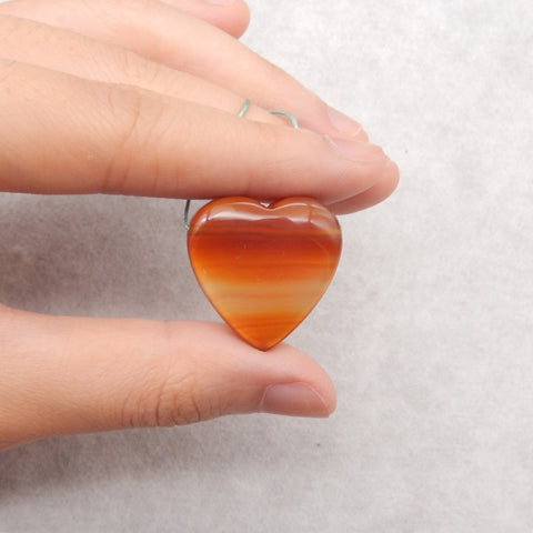 Carved Natural Red Agate Heart Shape Side Drilled Gemstone Pendant Bead, 25x25x8mm, 7.4g