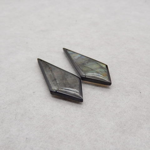 Hot Sale! Natural Flash Labradorite And Obsidian Intarsia Tie Shape Gemstone Earring Beads, 47x18x5mm, 9g