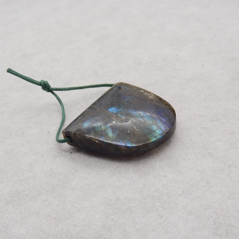 Natural Flash Labradorite Side Drilled Gemstone Pendant, 32x31x9mm, 16.8g