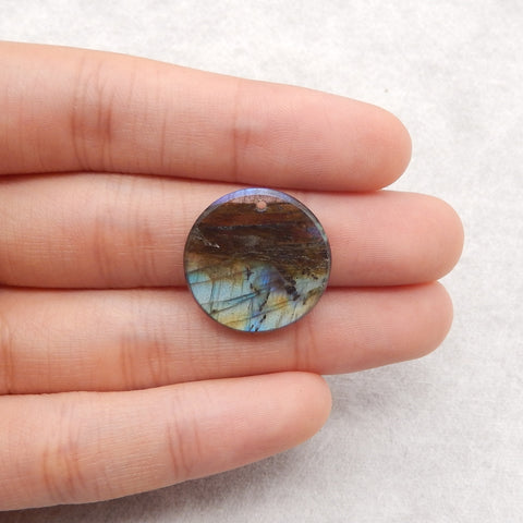 Natural Flash Labradorite Round Pendant Bead, 20x3mm, 2.5g
