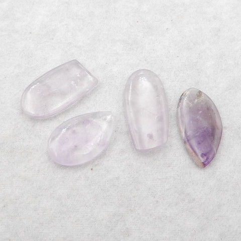 4 PCS Natural Amethyst Pendant Beads,25×16×4mm, 30×15×4mm 11g