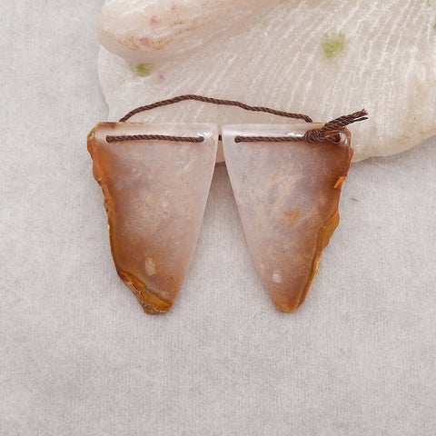 New Nugget Natural Indonesian Coral Double Holes Gemstone Earrings Beads, 36x24x4mm, 10.2g