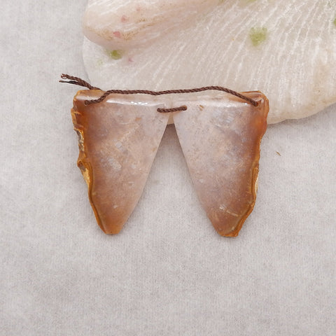 New Nugget Natural Indonesian Coral Double Holes Gemstone Earrings Beads, 36x24x4mm, 10.2g