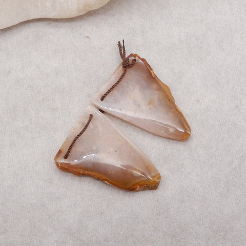 New Nugget Natural Indonesian Coral Double Holes Gemstone Earrings Beads, 36x24x4mm, 10.2g